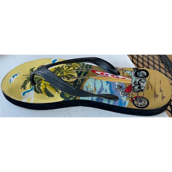 Beach Theme Flip Flops Sandals Men's Size Large (Brand Unknown) - Picture 10 of 16